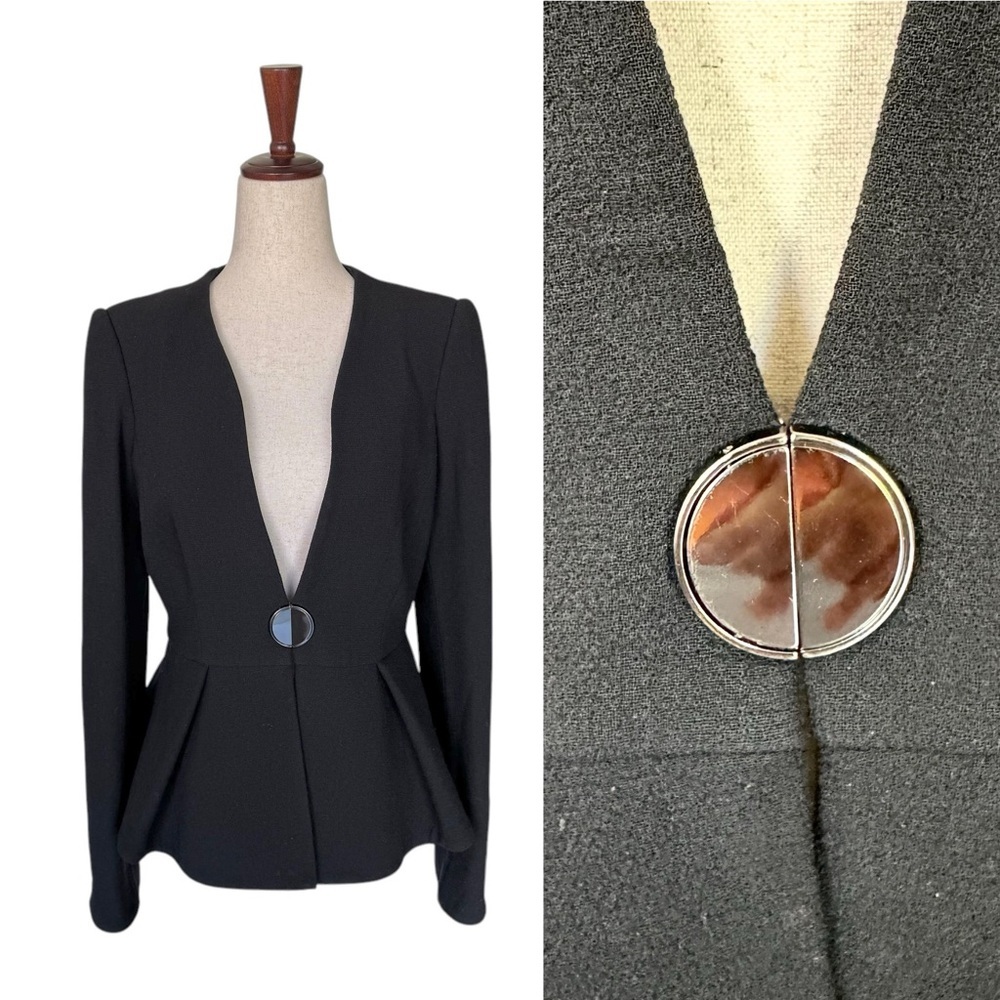 Armani Collezioni Black Blazer Jacket with Metal Clasp Closure sz 4